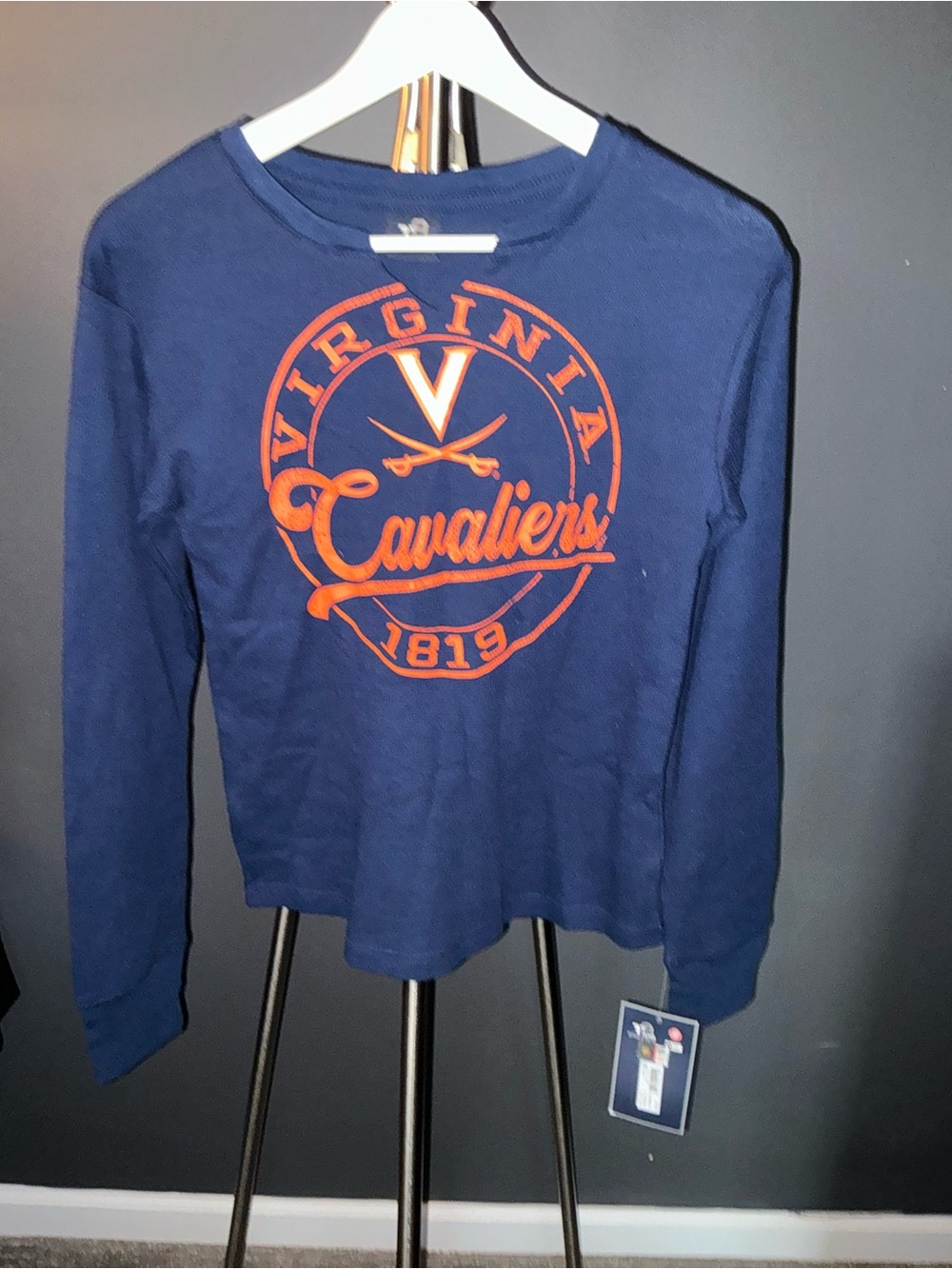 Virginia Cavaliers Navy Long-Sleeve Kids Tee with Orange Logo